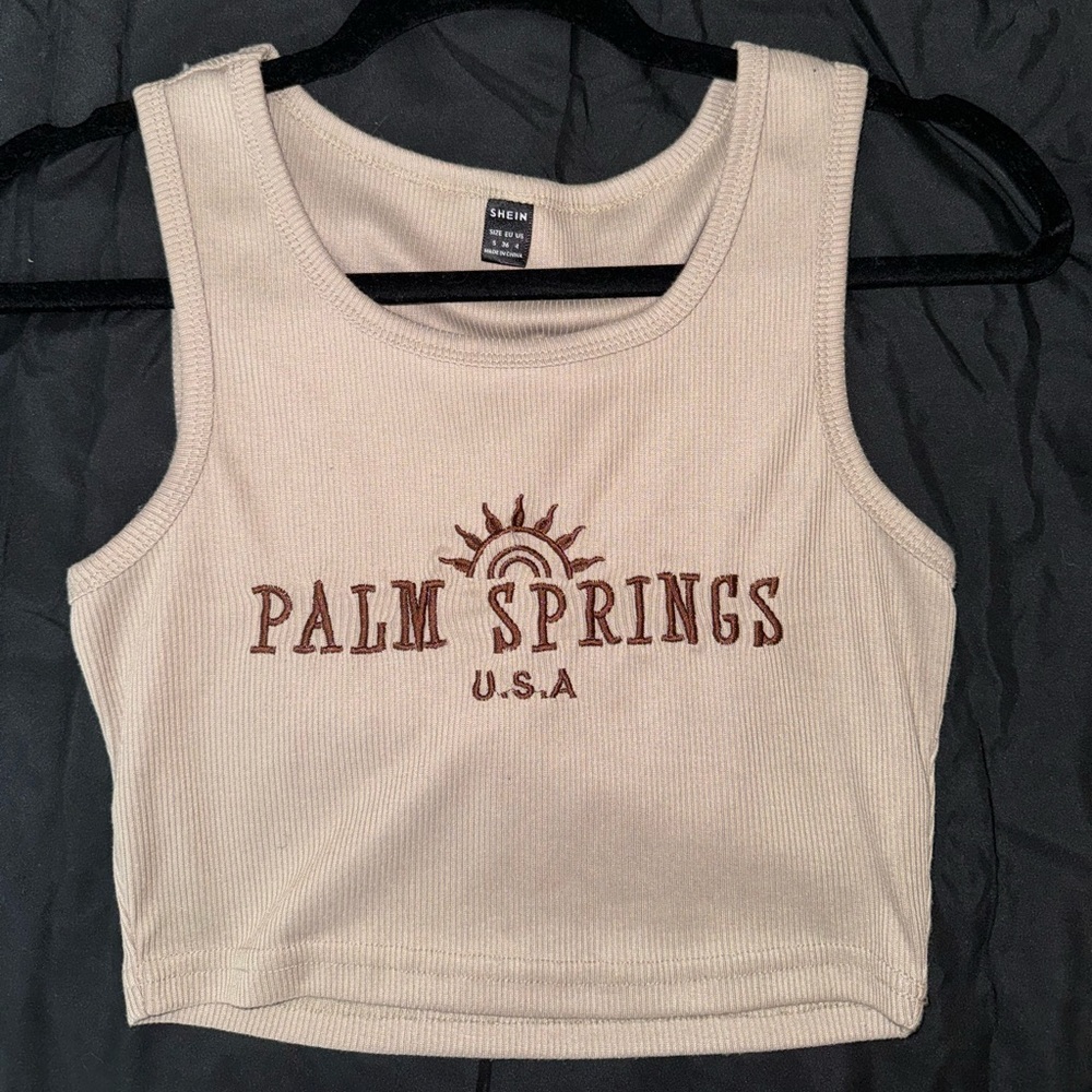 SHEIN small tan/brown cropped tank.